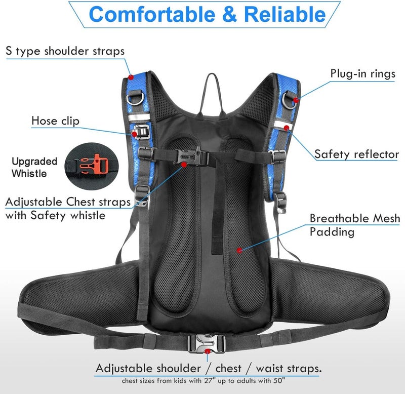 Mothybot Insulated Hydration Backpack Pack with 3L BPA Free Leak Proof Water Bladder, Large Storage Lightweight Hiking Daypack with Waist Pouches & Cooler Layer, for Running, Biking, Camping, Festival - Image 2